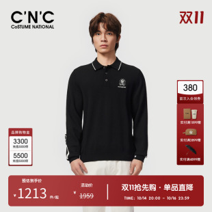 logo刺绣t恤保暖针织衫 CNC男装 秋冬新款 POLO衫 奥莱羊毛混纺长袖