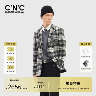 意大利經典 CNC男裝 奧萊輕奢格紋西裝 外套男春秋新款 西服 款