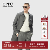 绵羊毛 CNC男装 奥莱字母翻领毛呢大衣男秋冬新款 保暖时尚 外套