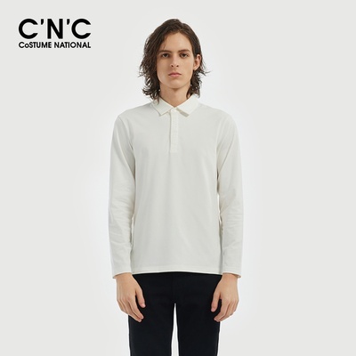 CNC男装奥莱高端衬衫领长袖T恤男春秋款套头上衣