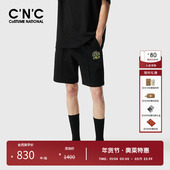 CNC男装 针织休闲短裤 春夏新款 LOGO绣花章微弹吸湿时尚