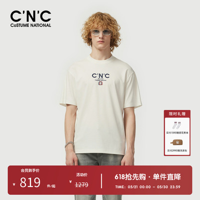 【凉感系列】CNC男装奥莱logo印花短袖t恤男夏季潮流轻奢百搭上衣