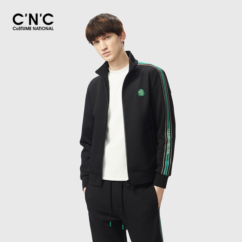 CNC男装奥莱提花休闲立领夹克春秋轻奢卫衣开衫外套