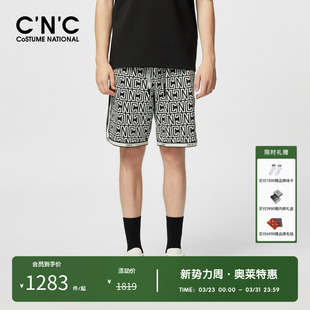 抽绳宽松舒适中裤 CNC男装 印花男五分休闲短裤 logo满版 奥莱夏季