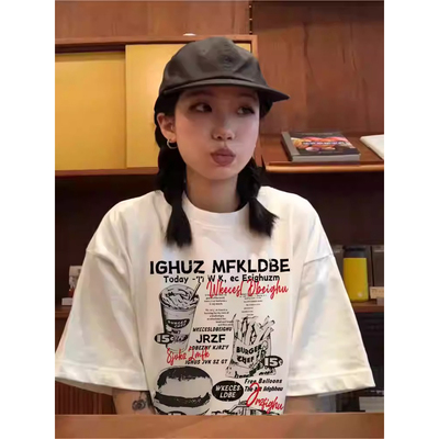 ELOF02097# 官图 21支纯棉-210克（100%棉） 2026年夏装短袖T恤女