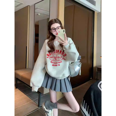 ELOF5188# 官图 实价 仿棉华棉复合-薄款310g加绒400g 圆领卫衣女