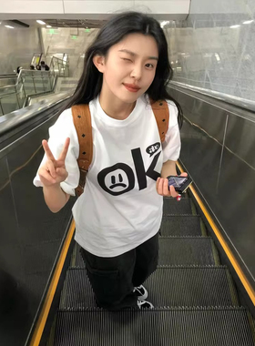 ELOF01617# 官图 21支纯棉210克（100%棉）美式复古白色短袖t恤女