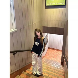 ELOF555# 官图 40支纯棉（92棉/8氨纶）秋装长袖T恤女撞色条纹印