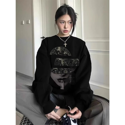 ELOF5128# 官图 实价 仿棉华棉复合-薄款310g加绒400g 圆领卫衣女