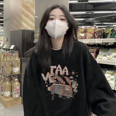 ELOF5338# 官图 实价 华棉复合-薄款310g加绒400g 圆领卫衣女秋冬