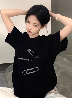 ELOF01201# 官图 21支纯棉210克（100%棉）美式韩系慵懒chic短袖t