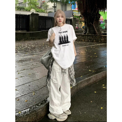 ELOF01801# 官图 21支纯棉210克（100%棉）慵懒宽松卡通印花短袖T