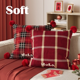 新年红色抱枕家用客厅沙发靠枕靠垫子卧室床头枕办公室宿舍靠枕垫