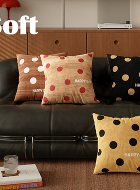 包豪斯波点复古抱枕单只方形枕可拆卸枕套床头靠枕枕套办公椅靠枕