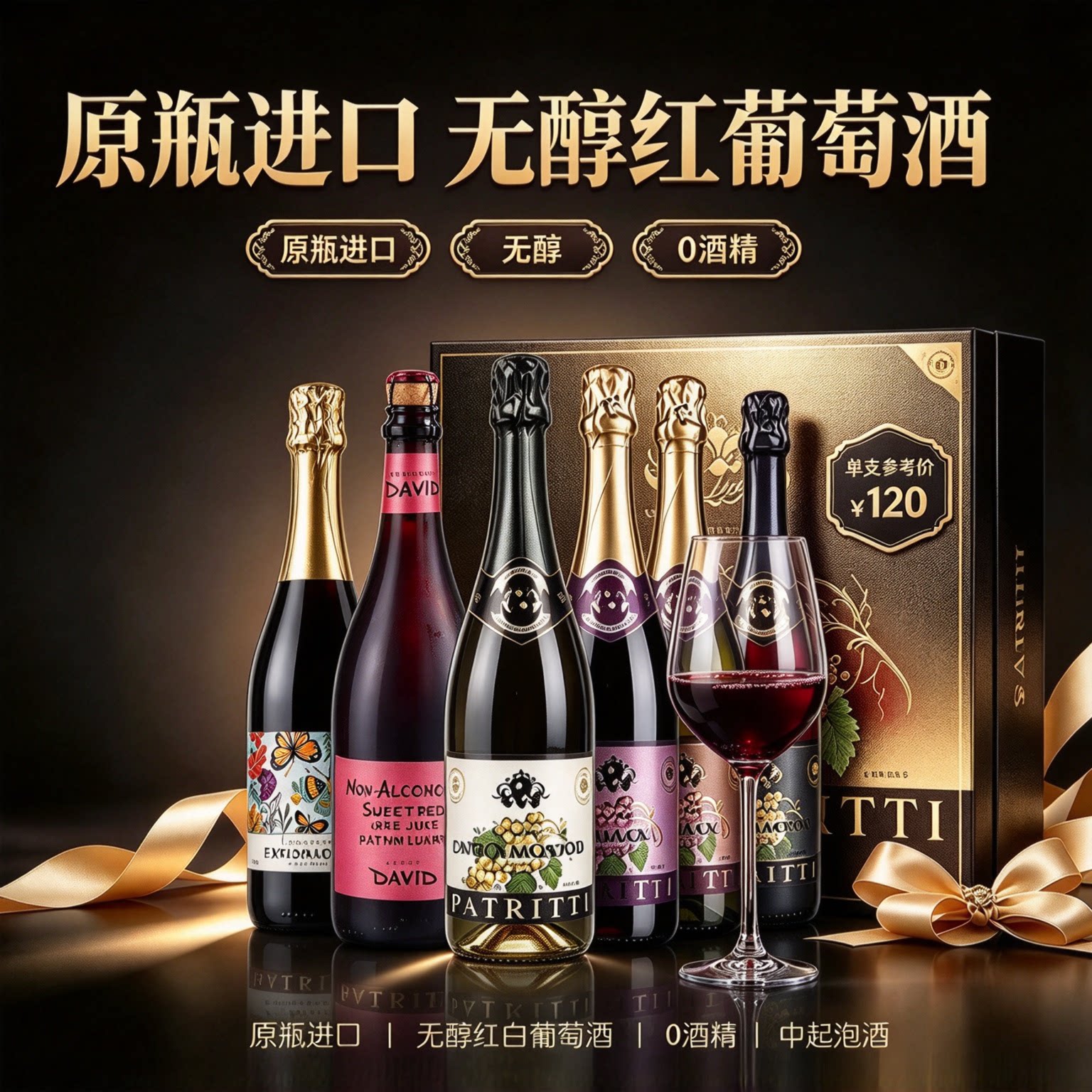 澳洲德国进口无醇红白起泡葡萄酒