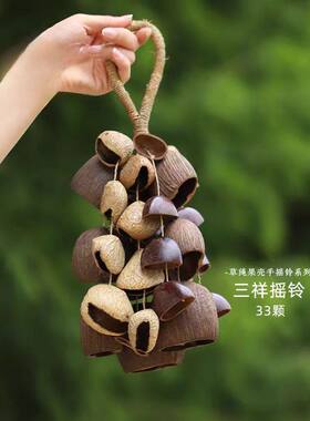 天然果实果壳手摇铃水铃桐印尼黑果夹竹桃风铃音疗愈乐器手工礼物