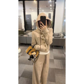 显瘦时尚 深圳南油韩版 两件套 套装 女修身 休闲连帽针织开衫 阔腿裤