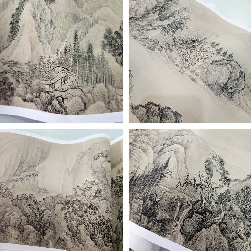 清·王翚《溪山行旅图卷》全卷山水长卷国画高清微喷复制学习临摹