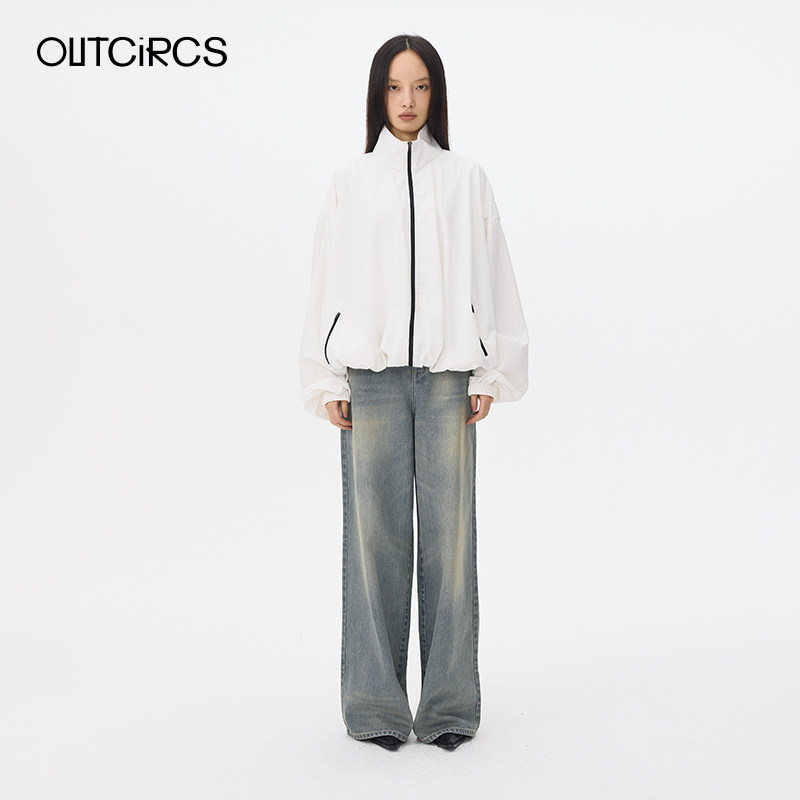 OUTCiRCS轻盈气球拉链抽绳夹克2025春季新款男女同款白色夹克外套