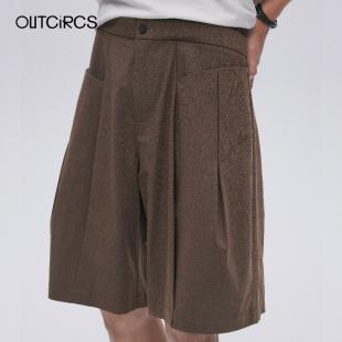 百搭透气短裤 OUTCIRCS错位腰带中裤 男女不易皱休闲时尚 新款 夏季