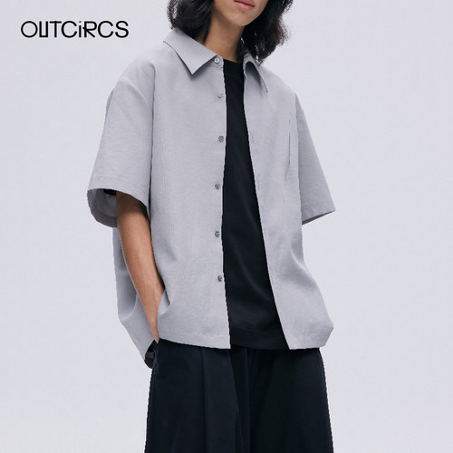 OUITCIRCS新款休闲短袖衬衫外套