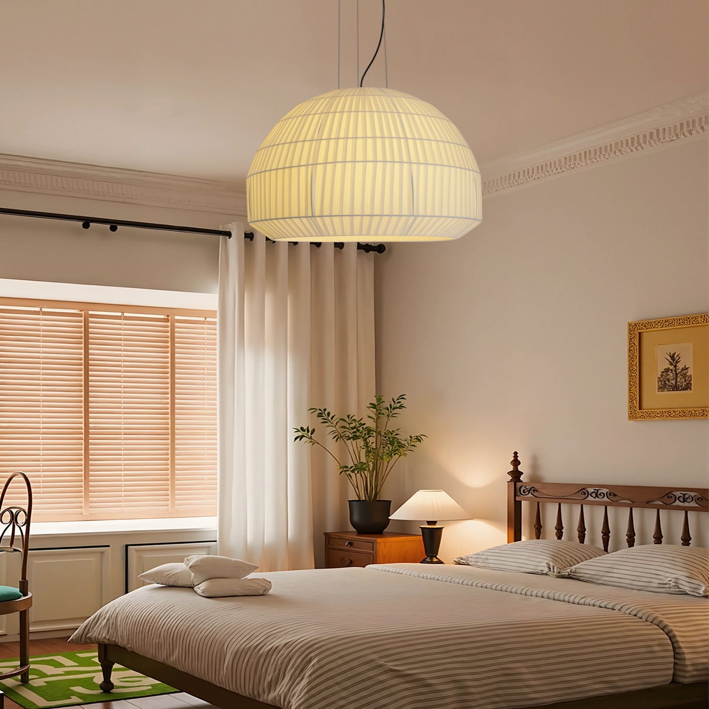 中古风餐厅布艺吊灯法式复古奶油风客厅吊灯民宿主卧室灯布艺灯具