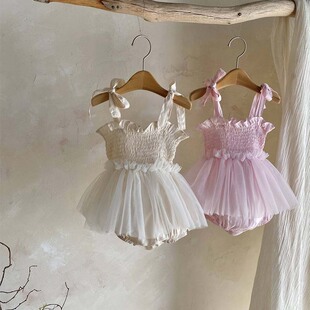 女宝宝夏季甜美可爱裙子网纱小公主包屁衣婴儿童洋气吊带连体哈衣