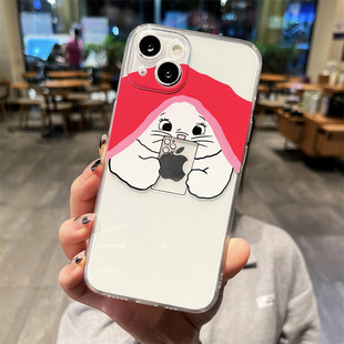 8plus透明硅胶15u防摔13mini软壳保护套se 16全包女7 可爱趴着猫咪自拍适用iphone13promax苹果12 11手机壳17