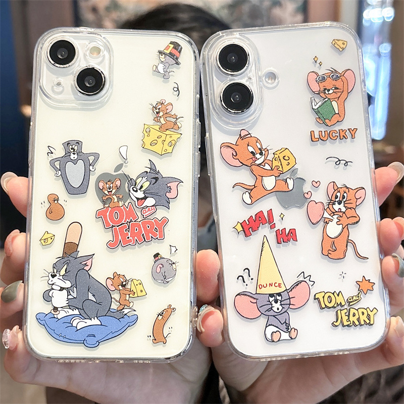 创意猫和老鼠适用苹果16promax手机壳iphone15卡通14plus新款13创意12mini可爱11情侣17透明xr软壳8p硅胶7/6