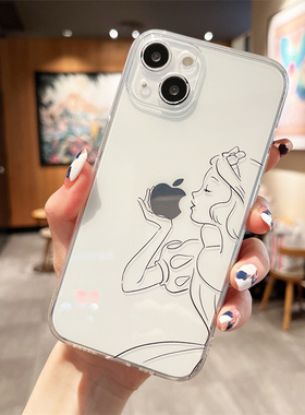 创意线条白雪公主适用iphone13promax苹果12手机壳15/14透明女17/16苹果11全包7/8plus防摔17/xr硅胶6p保护壳