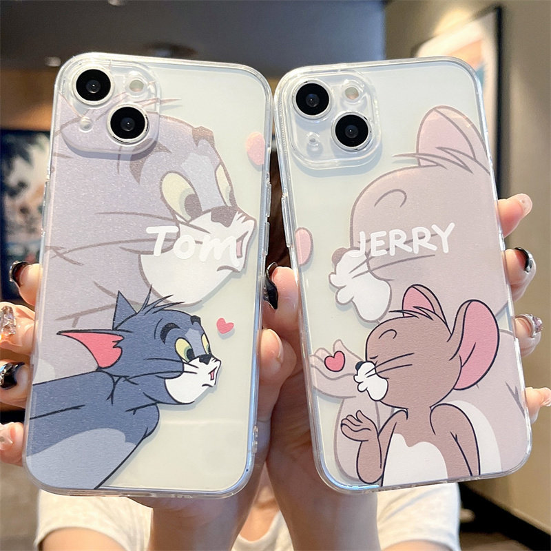 情侣猫和老鼠适用苹果15promax手机壳iphone14新款13mini可爱卡通12透明11创意17/xr硅胶16全包8plus防摔7/6