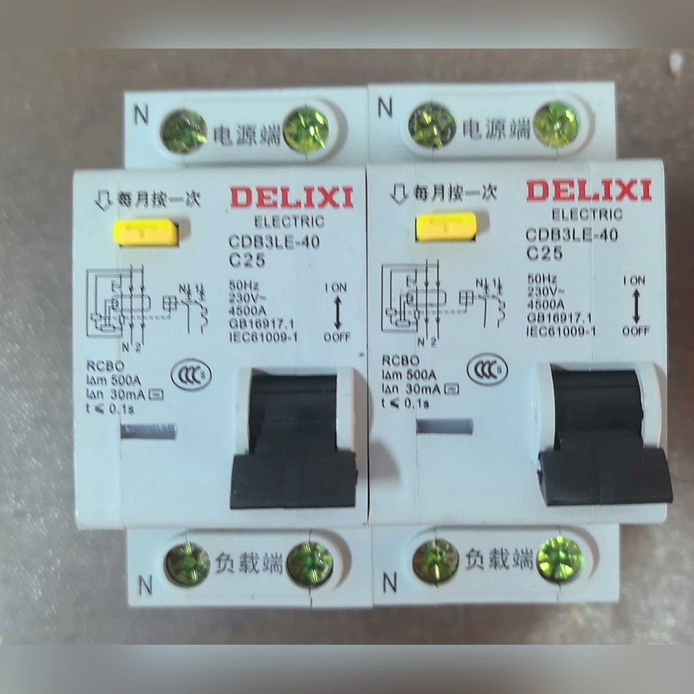 出德力西漏电断路器CDB3LE-40 C25A 2P正 议价