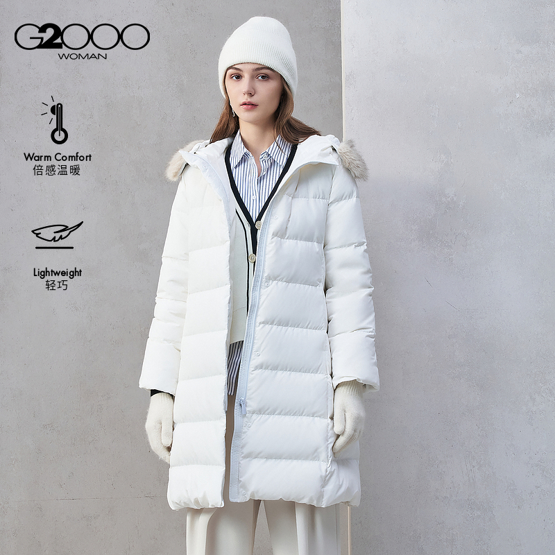 【含80%鸭绒/商场同款】G2000女装2025秋冬舒适保暖中长款羽绒服.