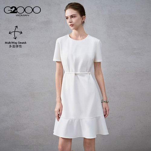 【配送腰带/多面弹/商场同款】G2000女装2026春夏收腰女士连衣裙.