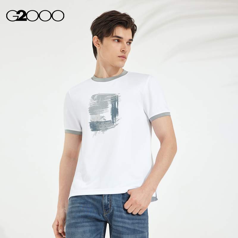 【高级感】G2000男装2025商场同款柔软舒适不规则印花短袖休闲T恤