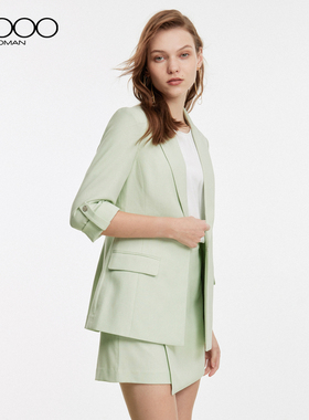 G2000可机洗舒适时尚可调节袖口绿色商场同款隐形金属扣休闲西装