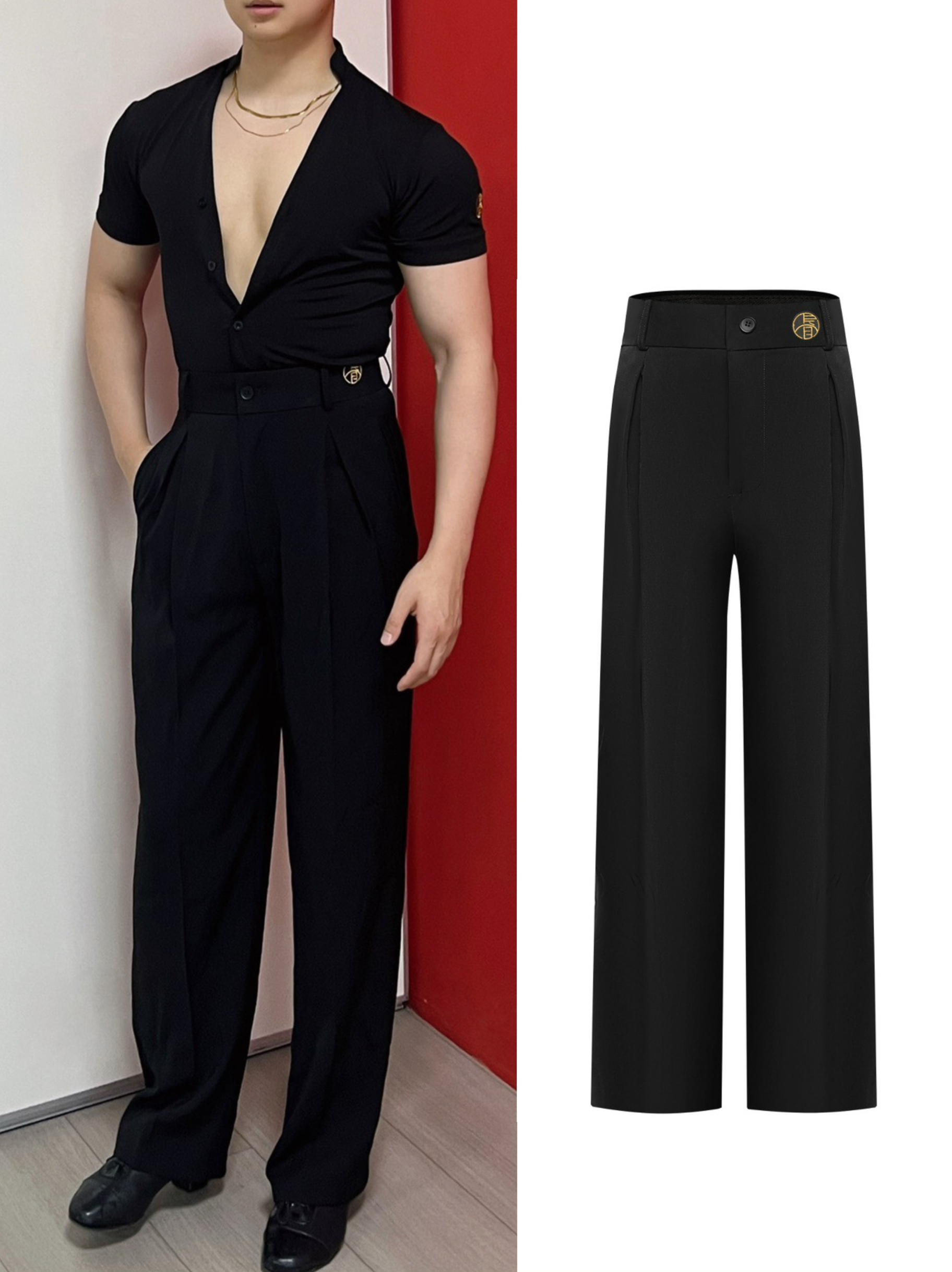 摩登舞拉丁舞服睿黑色裤子男探戈