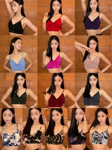 Loyal拉丁舞服吊带美背上衣内搭黑灰蓝绿紫红粉色豹纹印花练舞女