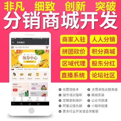 分销商城多店铺商城代理商城专业开发小程序网站app定制开发