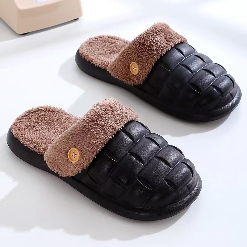 可拆洗棉拖鞋男秋冬季居家室内情侣保暖防水防滑耐磨家用包头棉拖