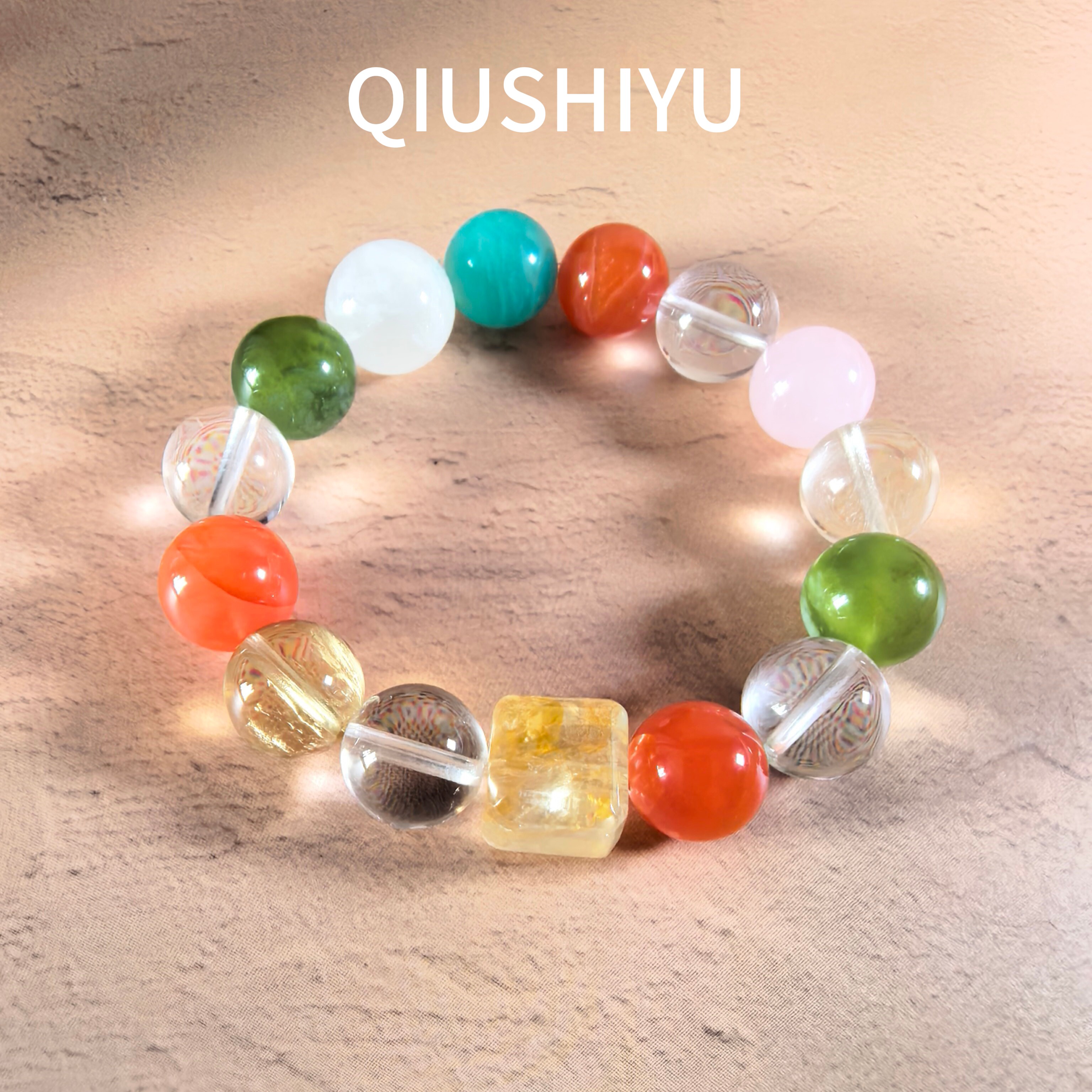 秋莳屿天然白水晶樱桃红南红玛瑙黄水晶岫玉青提奶盖多宝手串国风