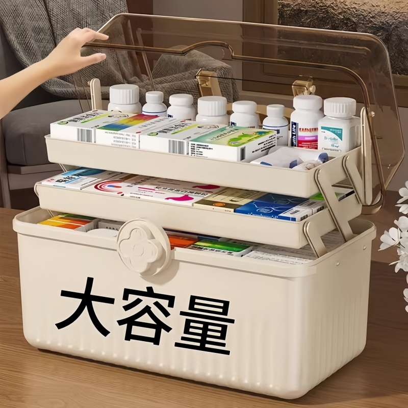 日本药箱家庭装医药箱家用药品药物收纳盒大号容量多层儿童小药盒