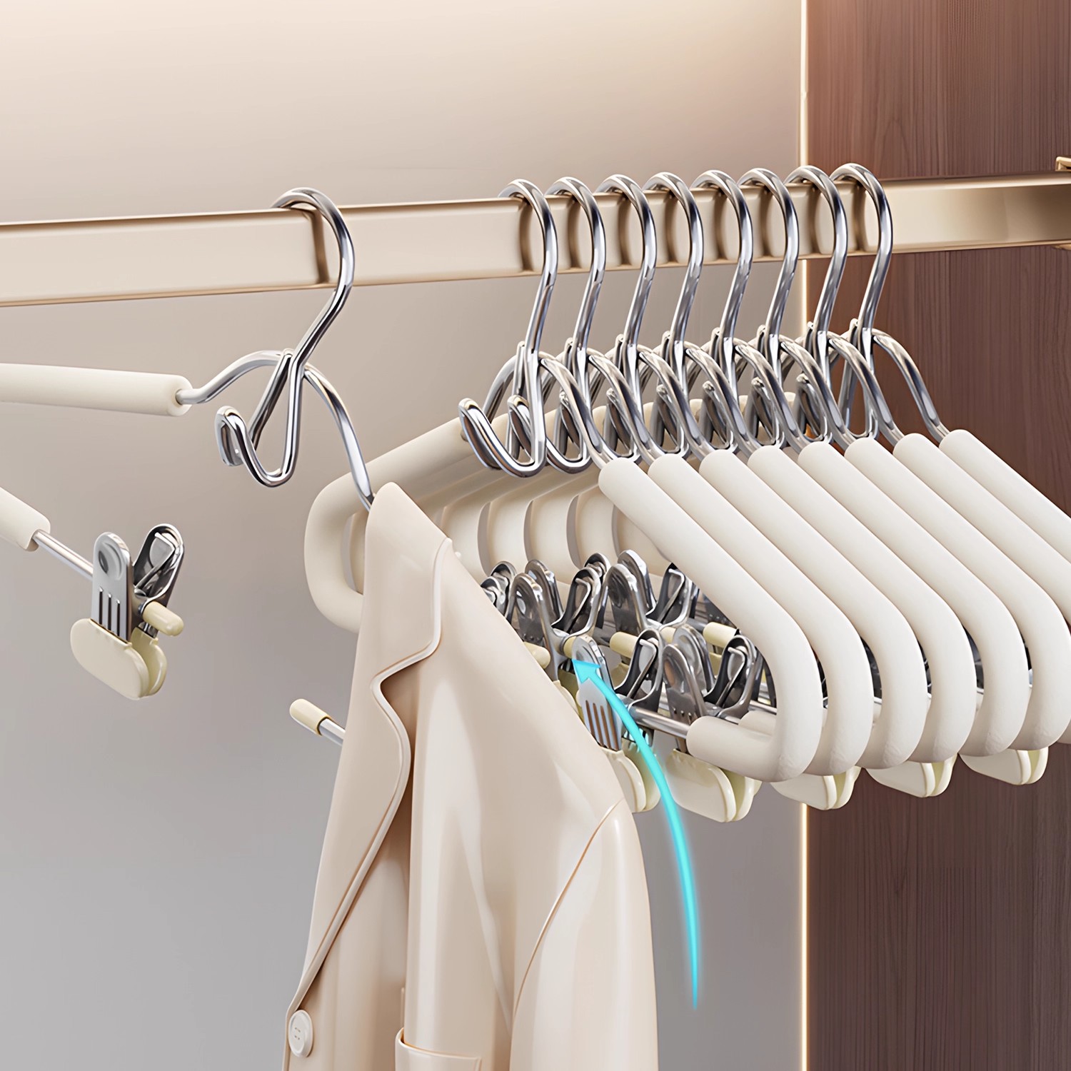 【用坏包赔】日本衣架带夹子套装