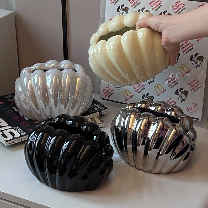贝壳创意纸巾盒客厅高档轻奢风抽纸盒摆件高级感家用桌面餐巾纸盒