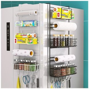 放在冰箱上置物架外侧面收纳盒悬挂式冰柜顶旁边的家用挂架免打孔