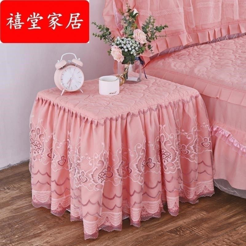 全包欧式多功能蕾丝床头柜罩套加厚盖布盖巾公主卧室小台布防尘罩