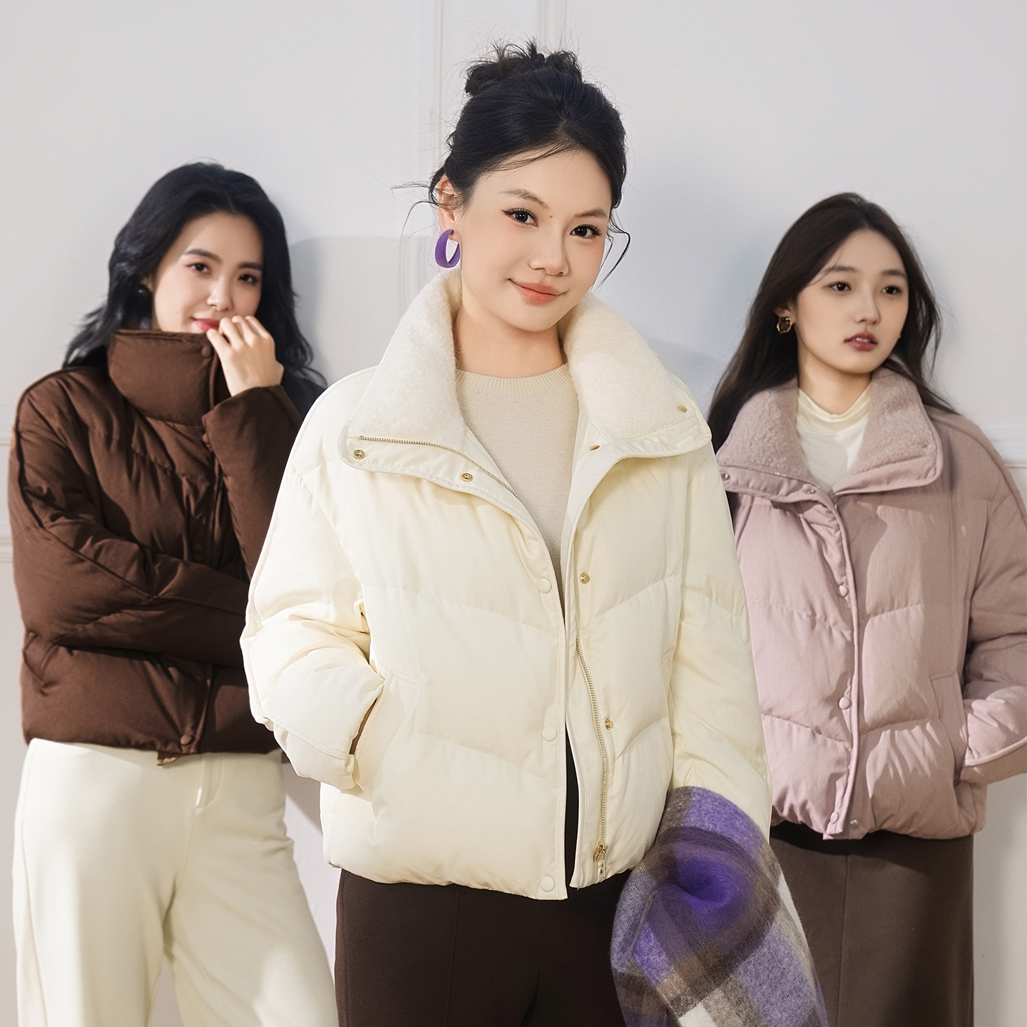 谭飞瑞士卷鹅绒服短款羽绒服外套