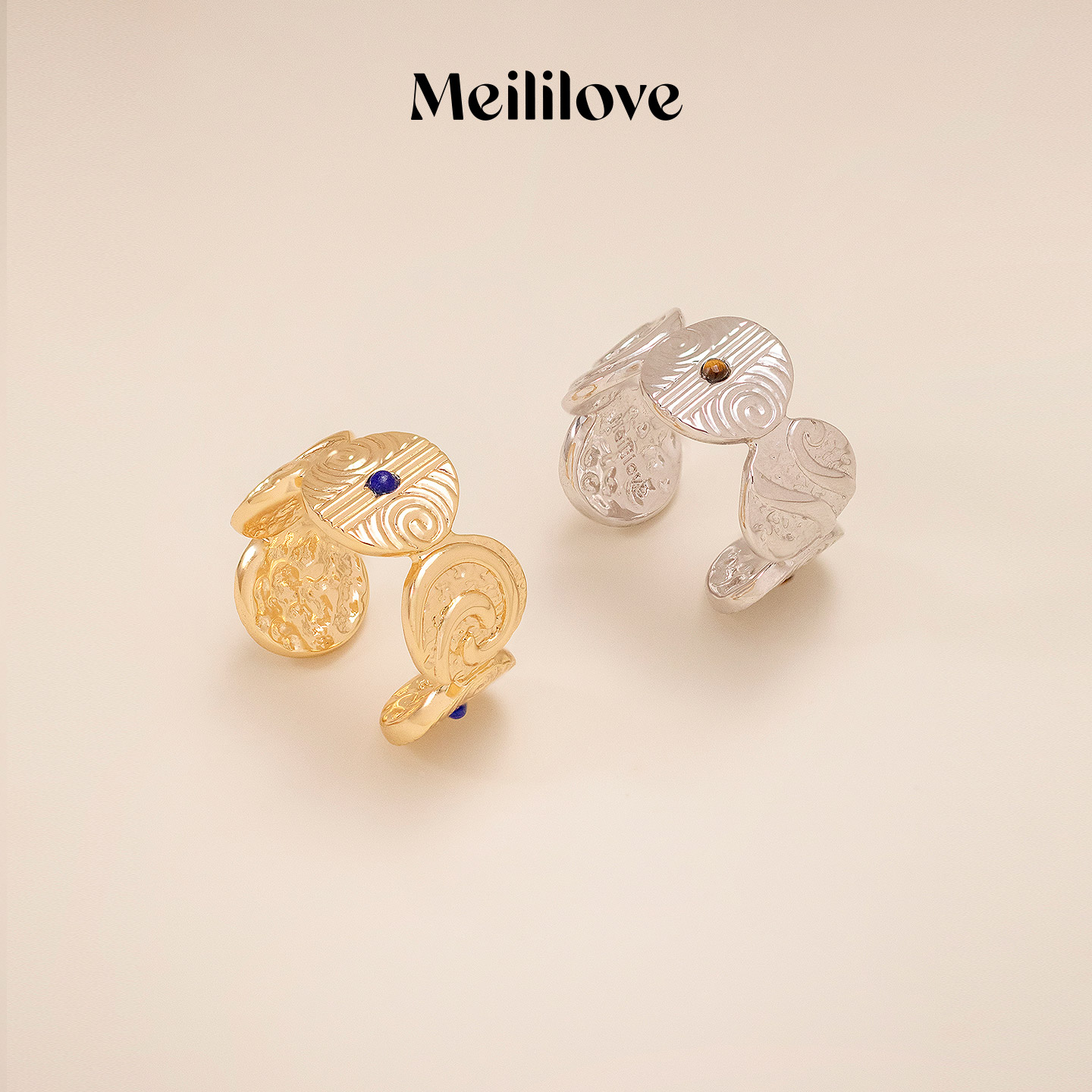 【李佳琦直播间】「沙海回响」法式复古开口戒指/耳环/手镯推荐