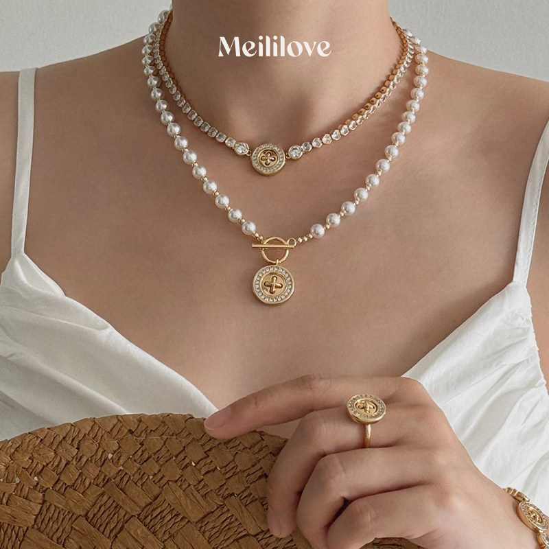 meililove/莓拉星语纽扣/星辰/白月光项链轻奢耳钉情人节礼盒套装