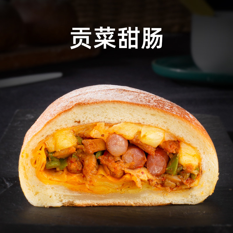 南风窗手作欧包贡菜甜肠软面包手工欧包大个多馅料早餐糕点米面包图片